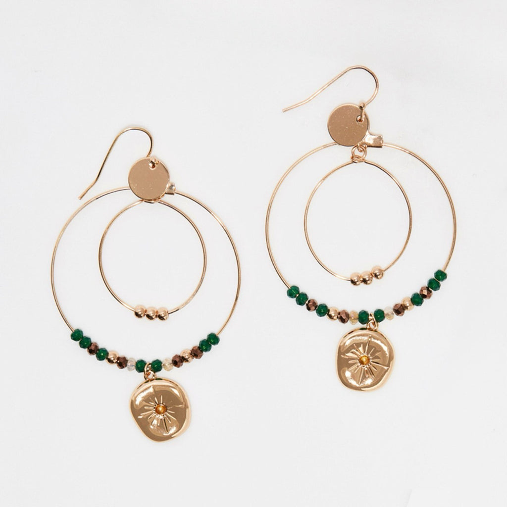Boucles D'Oreilles La Havana En Vert - Laiton Doré