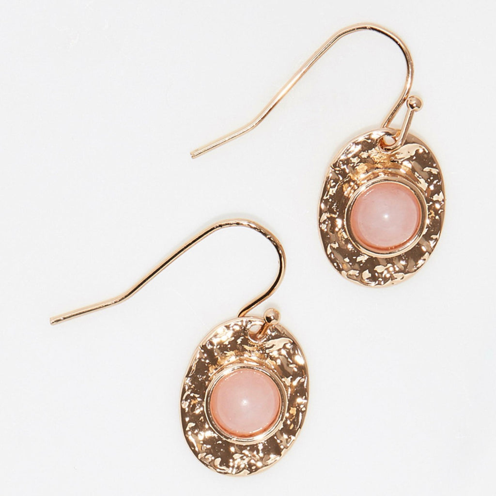 Boucles D'Oreilles Haiti Quartz Rose - Laiton Doré