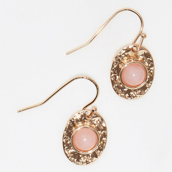 Boucles D'Oreilles Haiti Quartz Rose - Laiton Doré