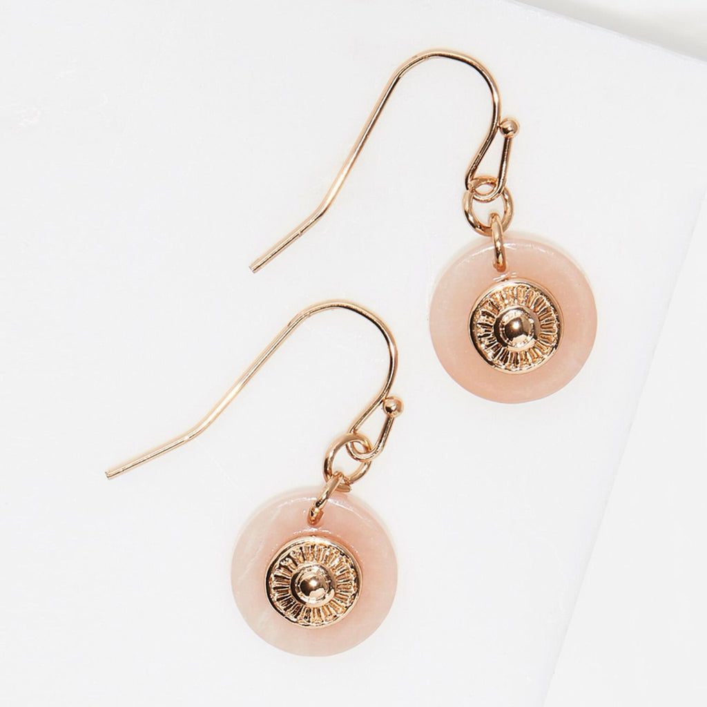 Boucle D'Oreilles Thio Résine Rose - Laiton Doré