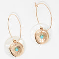 Boucles D'Oreilles Les Gonaives Turquoise Et Nacre - Laiton Doré