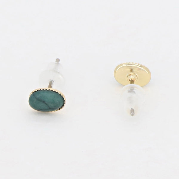 Boucles D'Oreilles Mapou Turquoise Verte - Laiton Doré