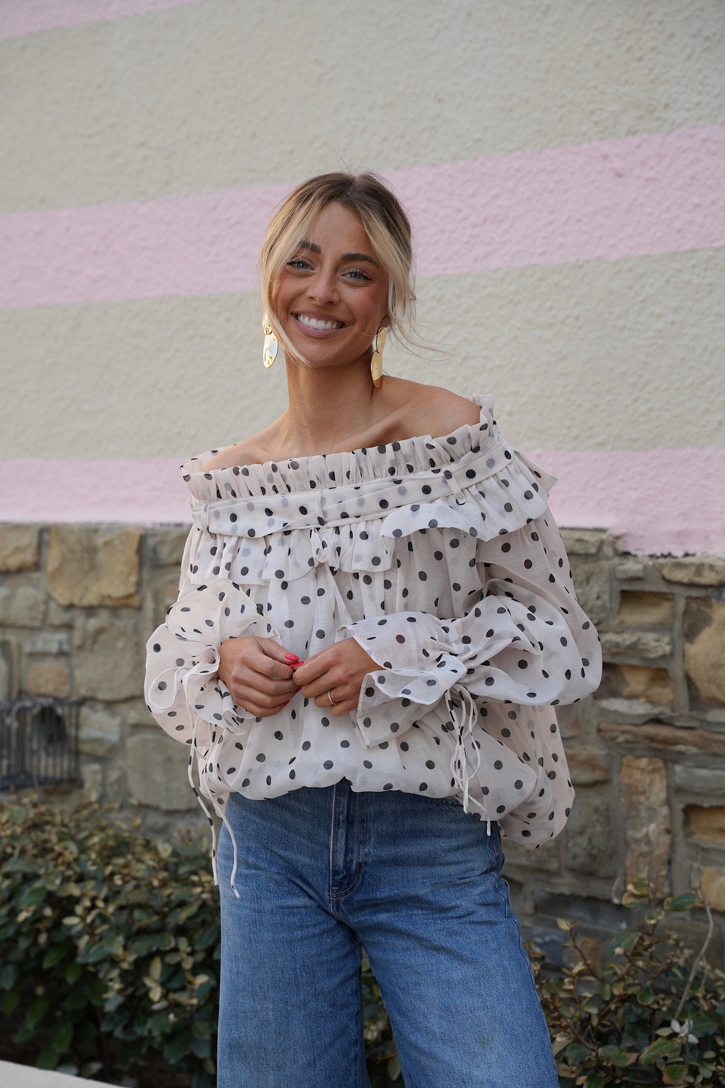 Blouse À Pois Aya - Crème/Noire
