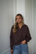 Sweat-Shirt Clouté Victoria - Chocolat