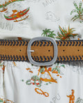 The Kooples - Ceinture Femme Camel Daim Détail Tressé - Femme