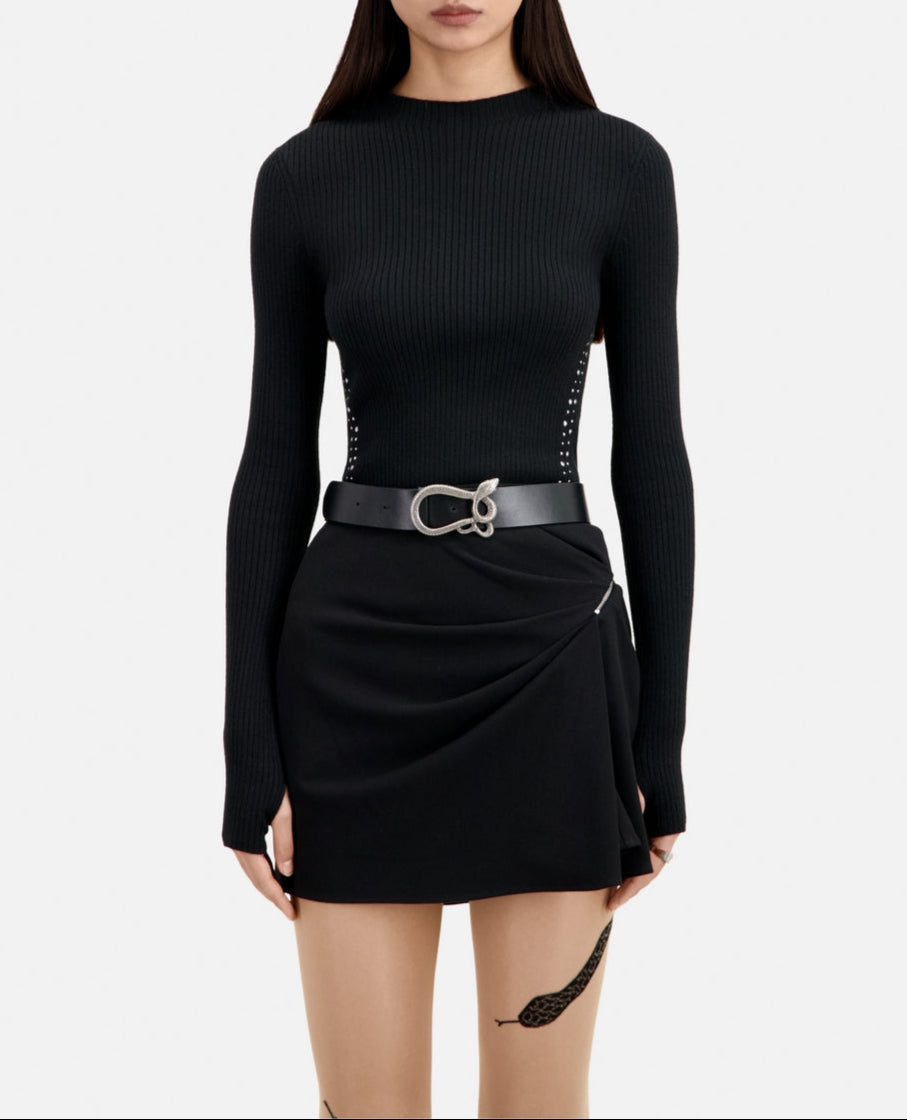 The Kooples - Ceinture En Cuir - Noir - Femme