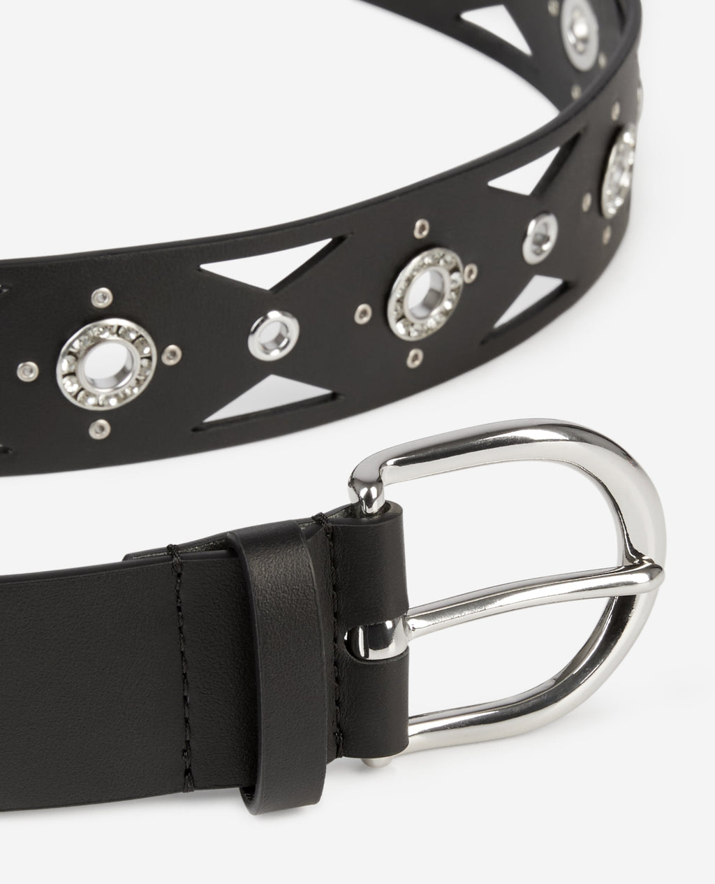 The Kooples - Ceinture En Cuir Avec Oeillets Strassés