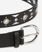 The Kooples - Ceinture En Cuir Avec Oeillets Strassés