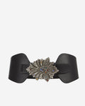 The Kooples - Ceinture En Cuir Taille Haute Avec Boucle Fleur