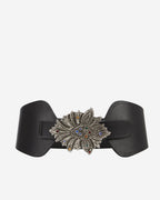 The Kooples - Ceinture En Cuir Taille Haute Avec Boucle Fleur