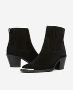 The Kooples - Bottines Noires Cuir Suédé Style Western - Femme