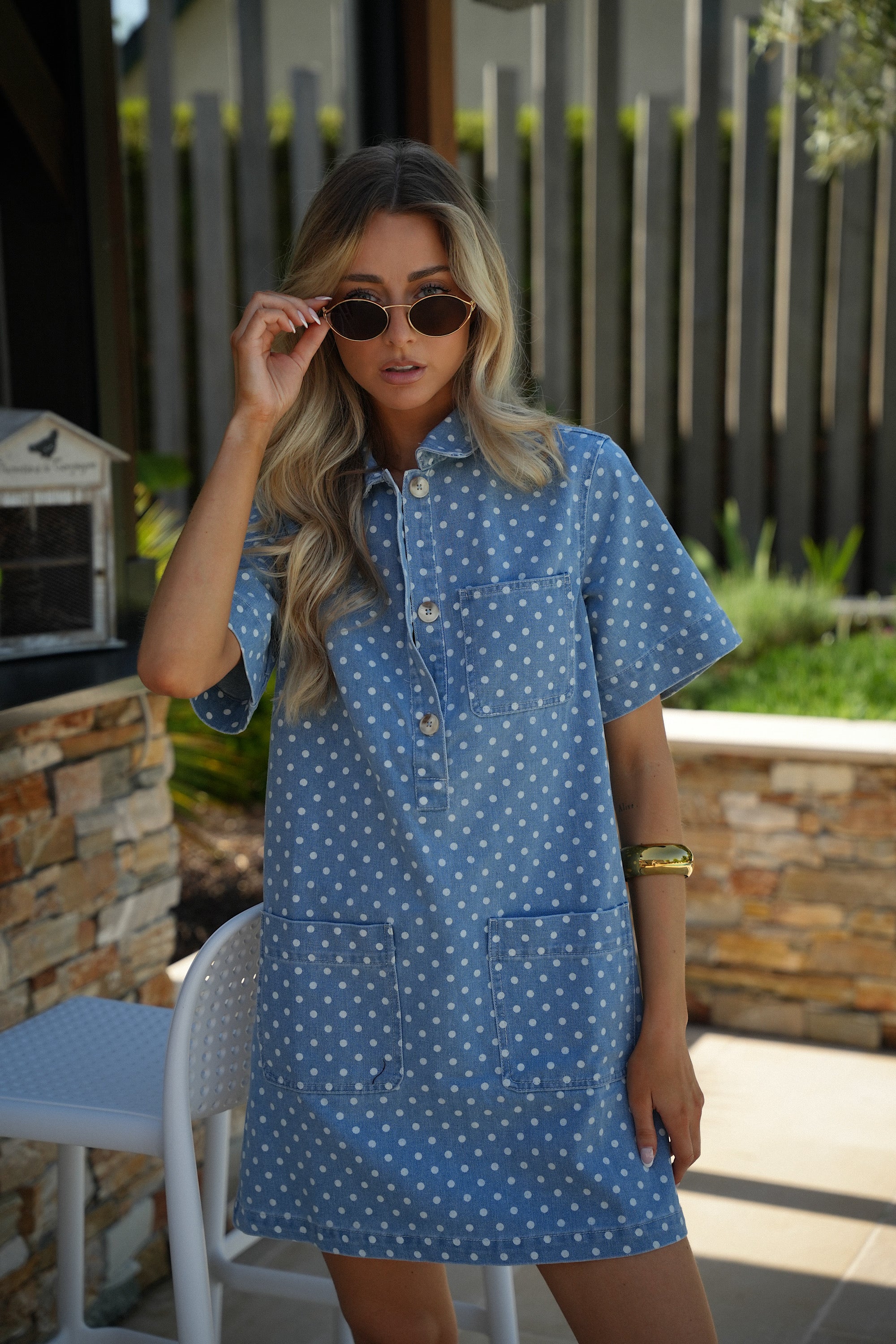 Robe À Pois Flavia - Bleue