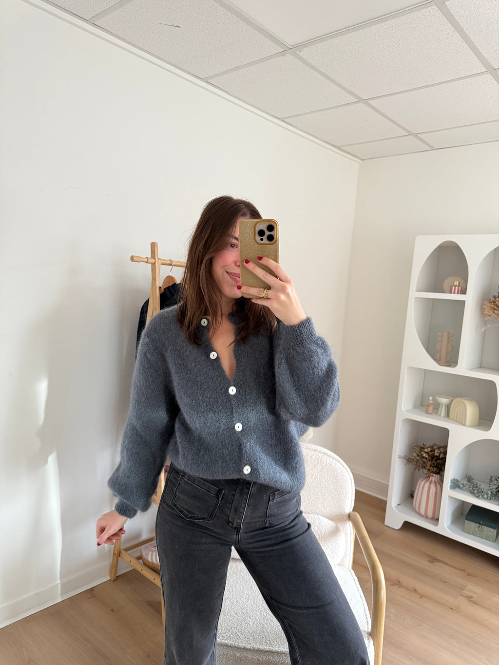 Maille En Laine Bianca Gris Foncé