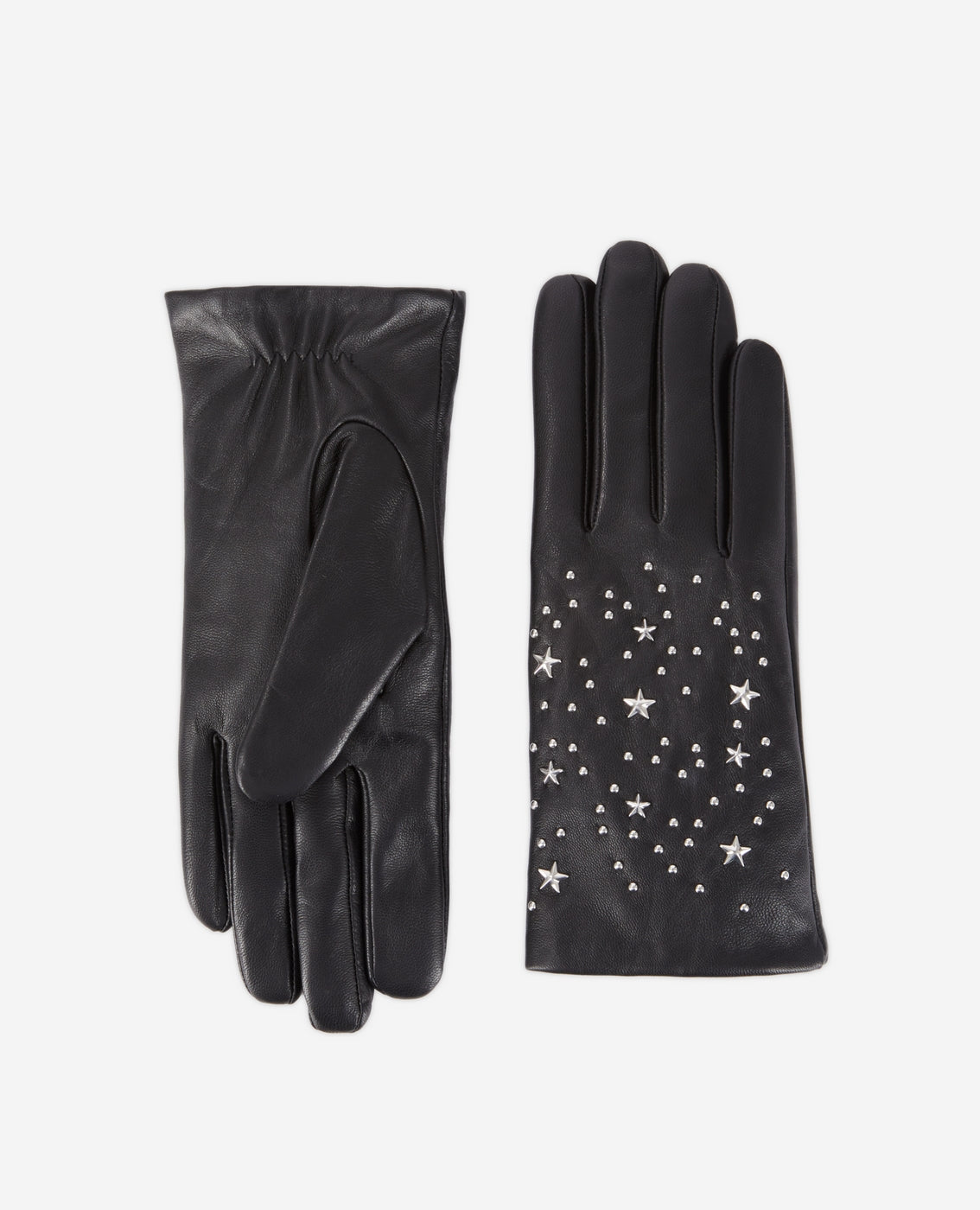 Gants En Cuir Avec Rivets Etoiles - Femme