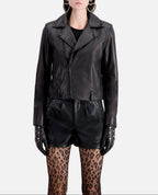 Gants En Cuir Avec Rivets Etoiles - Femme