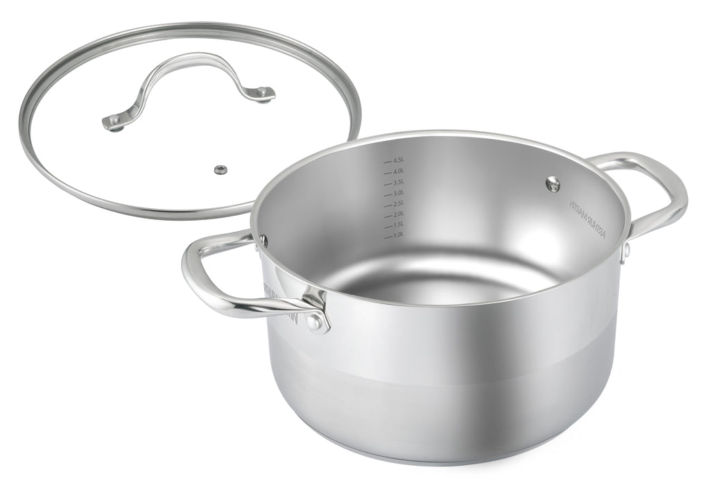 Marmite 32cm - Couvercle En Verre - Acier Inoxydable - Inox