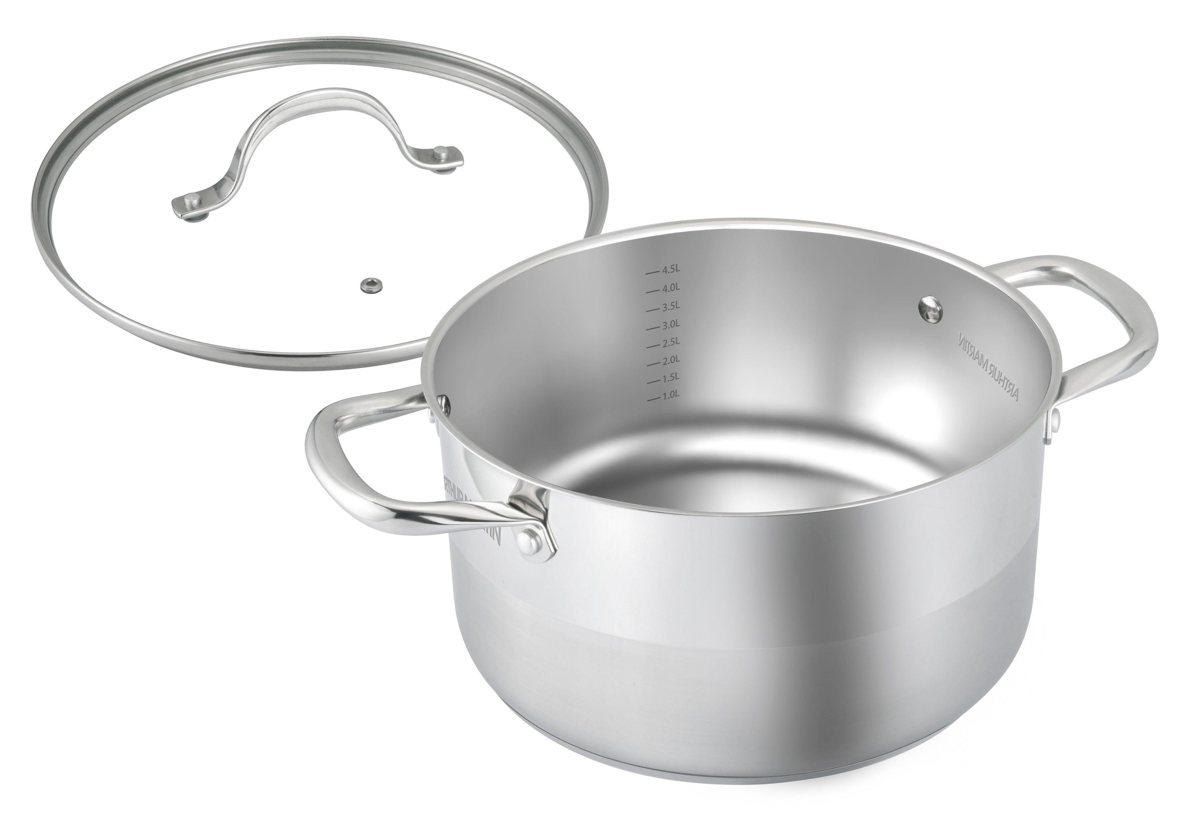Marmite 32cm - Couvercle En Verre - Acier Inoxydable - Inox