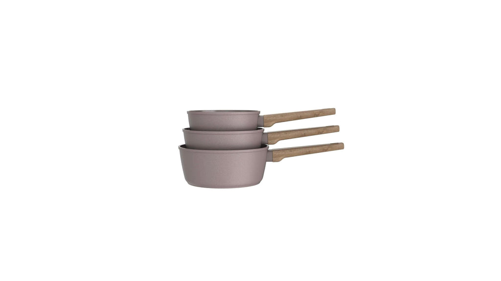 Set 3 Casseroles 16/18/20cm - Aluminium Forgé - Revêtement Céramique - Taupe