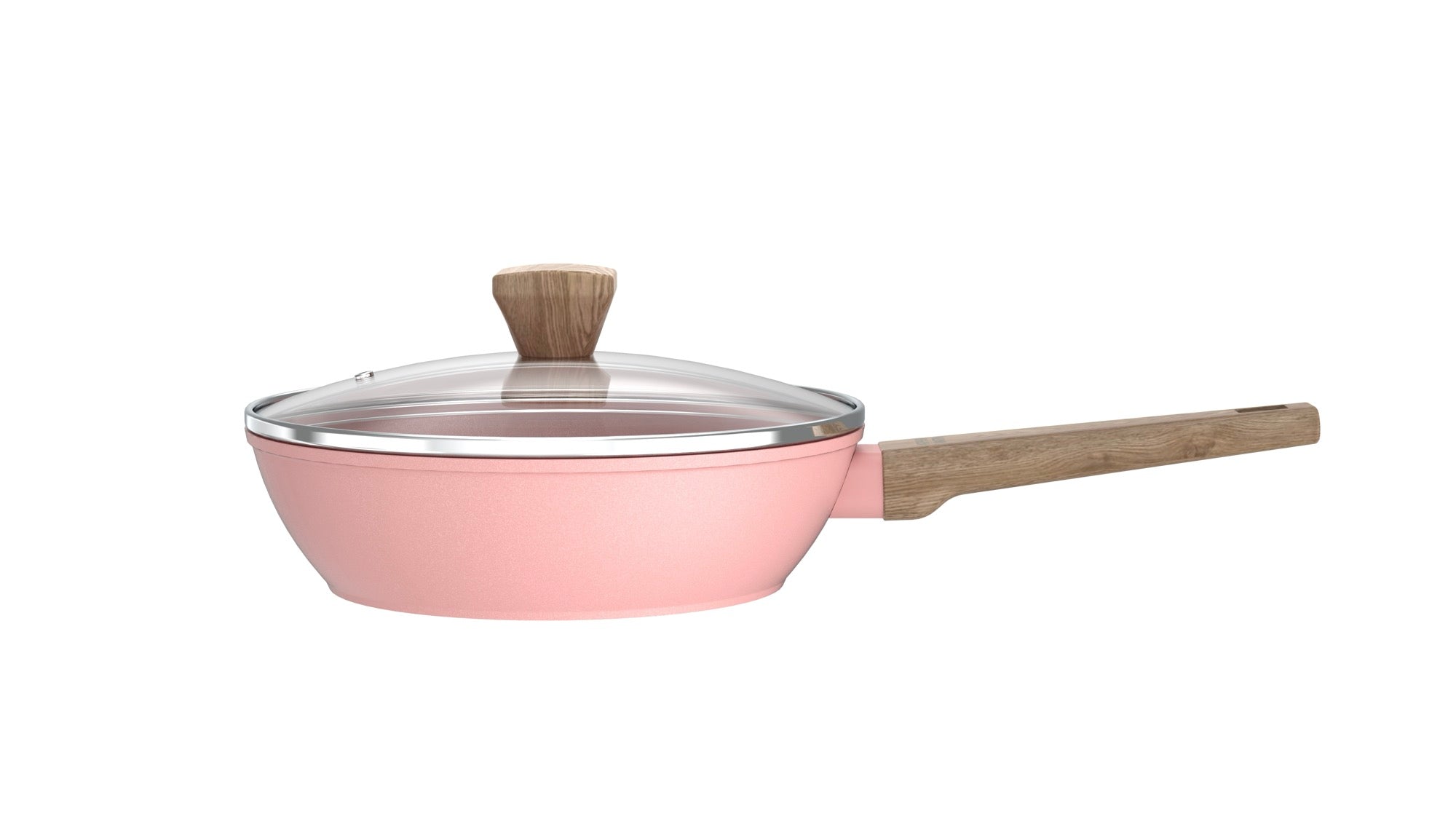 Sauteuse 28cm Avec Couvercle + Panier - Aluminium Forgé - Revêtement Céramique - Rose