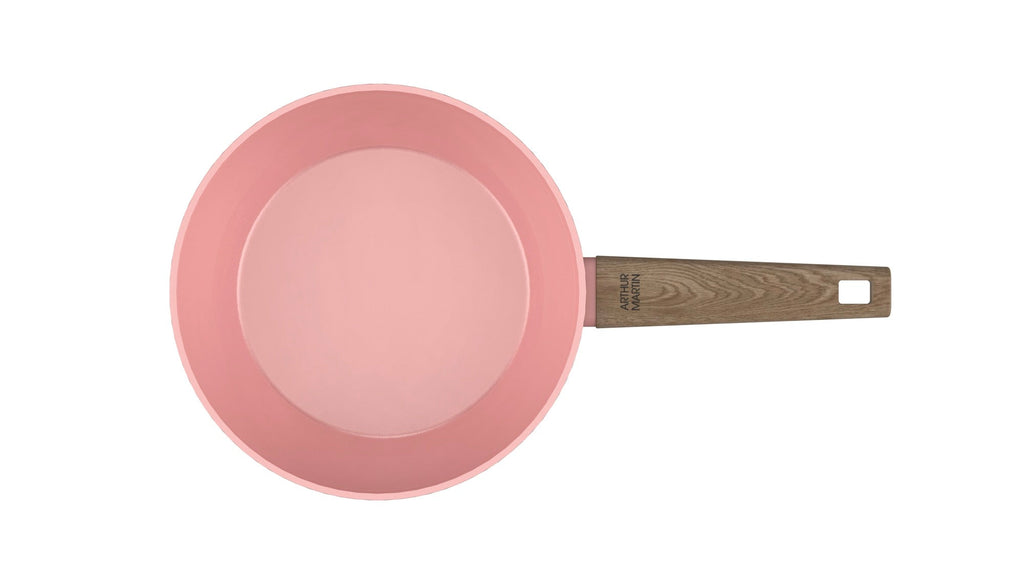 Sauteuse 28cm Avec Couvercle + Panier - Aluminium Forgé - Revêtement Céramique - Rose