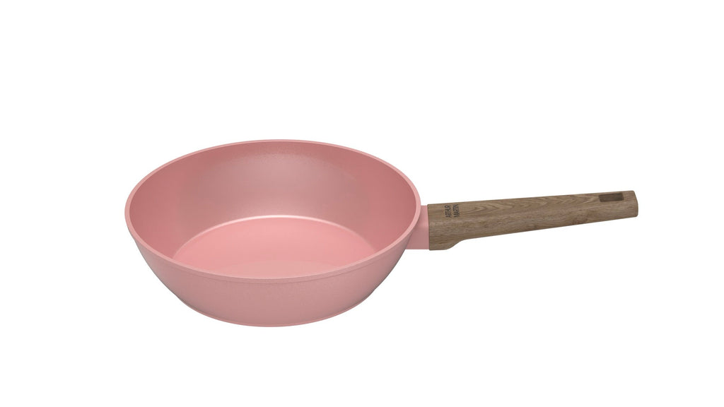 Sauteuse 28cm Avec Couvercle + Panier - Aluminium Forgé - Revêtement Céramique - Rose