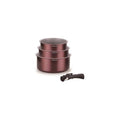 Set 3 Casseroles 16/18/20cm - Aluminium - Anti-Adhésif - Aubergine
