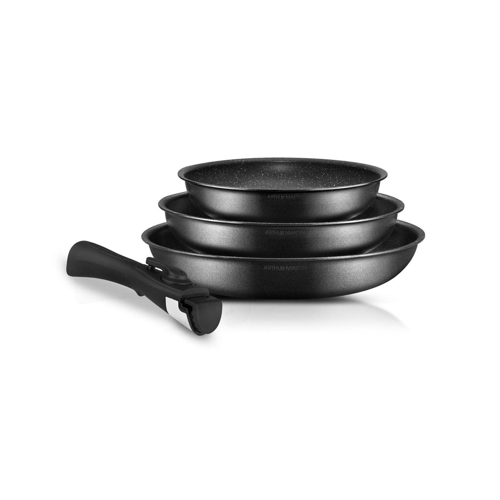 Set 3 Poêles 20/24/28cm - Aluminium - Anti-Adhésif - Noir