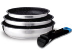 Set 3 Poêles 20/24/26cm - Acier Inoxydable - Anti Adhésif - Inox