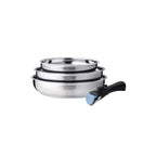 Set 3 Poêles 20/24/26cm - Acier Inoxydable - Inox