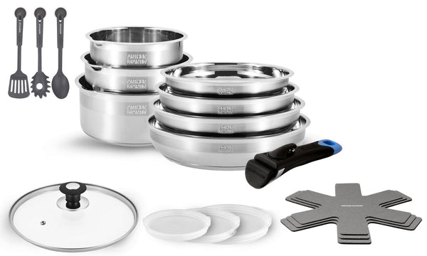 Batterie 18 Pièces - Acier Inoxydable 18/10 - Inox