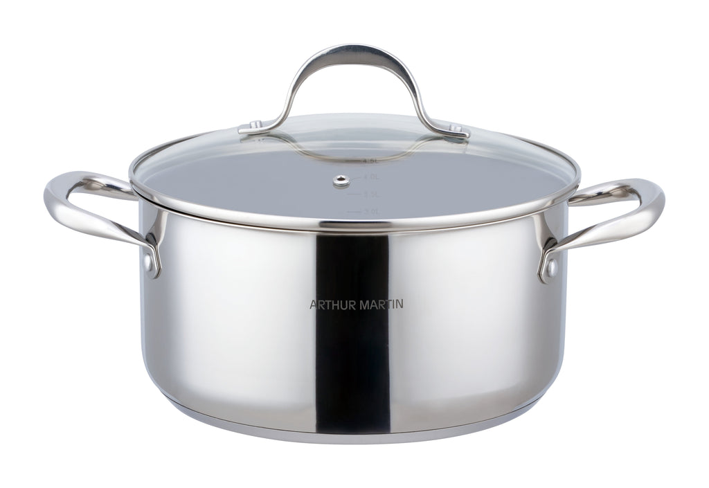 Marmite 28cm - Couvercle En Verre - Acier Inoxydable - Inox