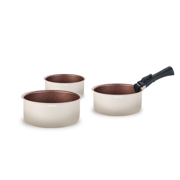 Set 3 Casseroles 16/18/20cm - Aluminium - Anti-Adhésif - Crème
