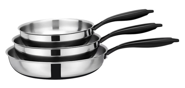 Set 3 Poêles 20/24/28cm - Technologie Triplex - Acier Inoxydable - Inox