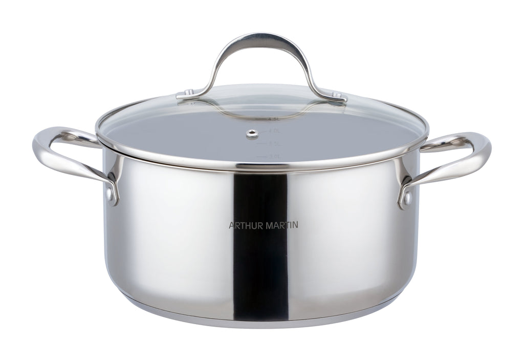 Marmite 24cm - Couvercle En Verre - Acier Inoxydable - Inox