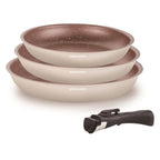 Set 3 Poêles 20/24/28cm - Aluminium - Anti-Adhésif - Crème