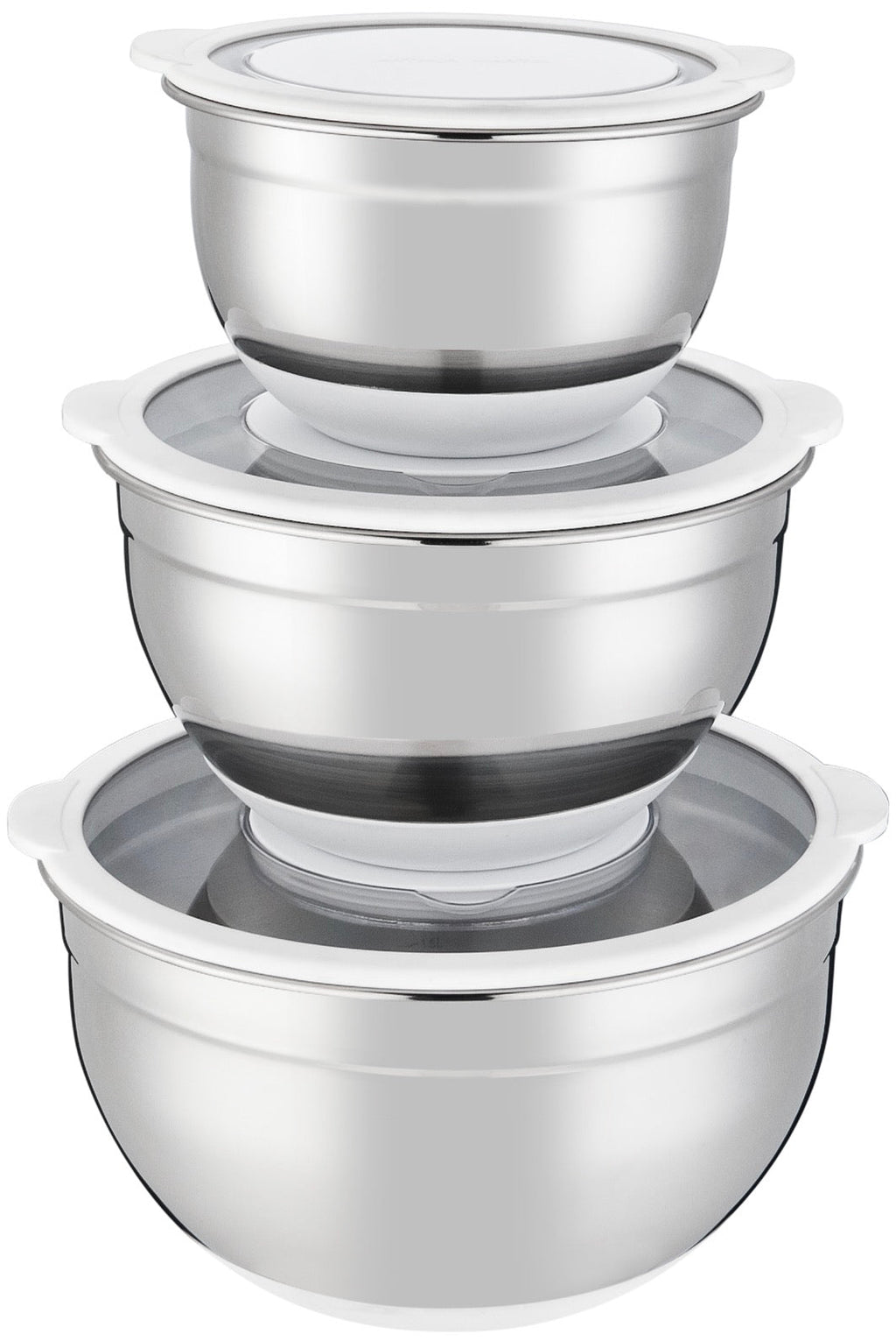 Set 3 Saladiers Avec Couvercle 16/20/24cm - Acier Inoxydable