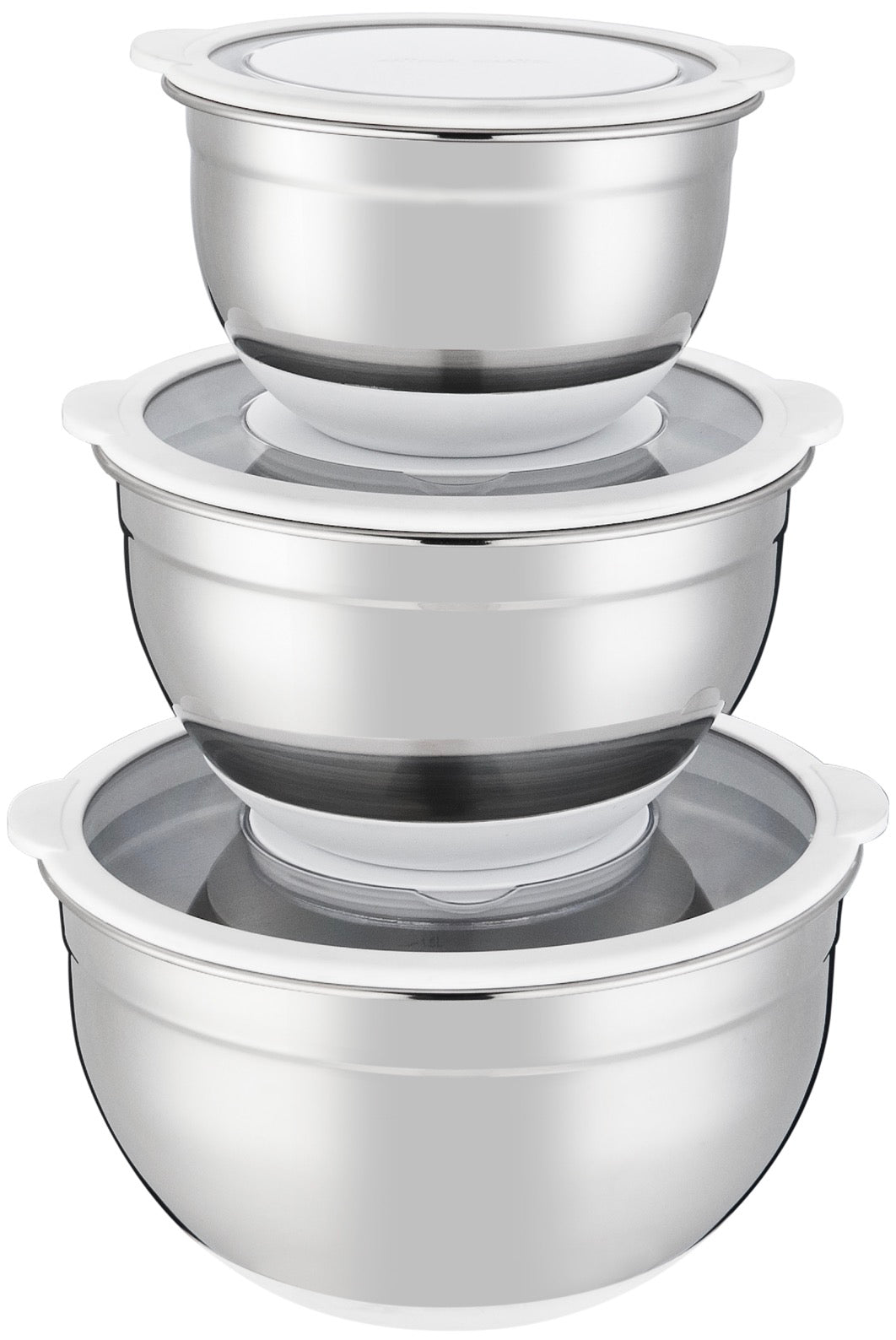 Set 3 Saladiers Avec Couvercle 16/20/24cm - Acier Inoxydable