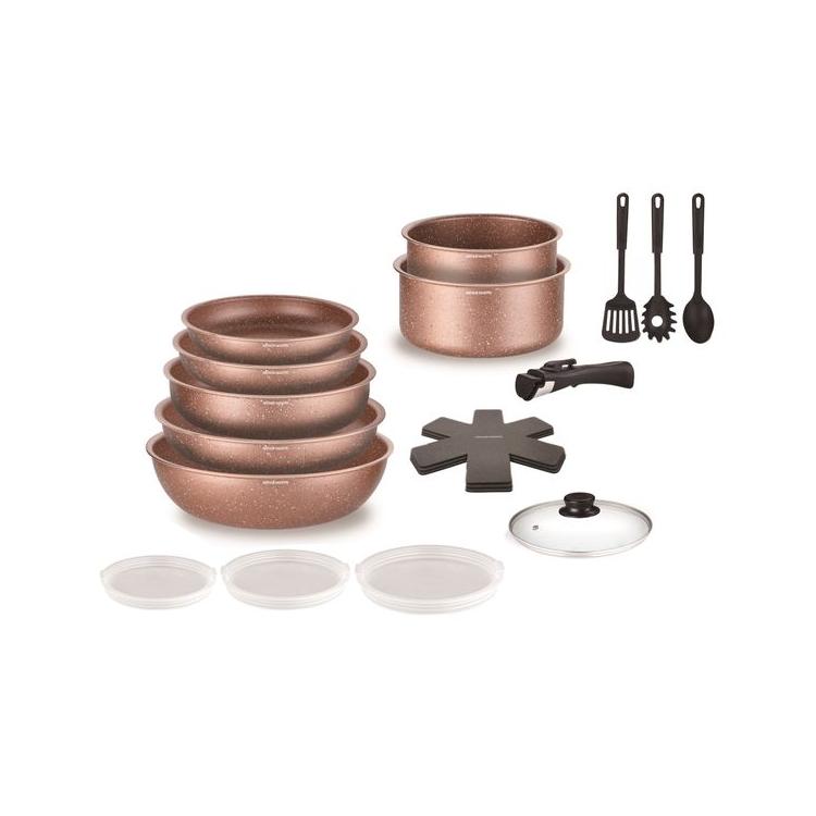 Batterie 18 Pièces - Aluminium - Revêtement Céramique - Terracotta