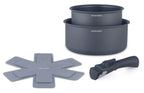 Set 2 Casseroles 16/20cm + 2 Proteges Poeles + 1 Poignée - Aluminium - Marine