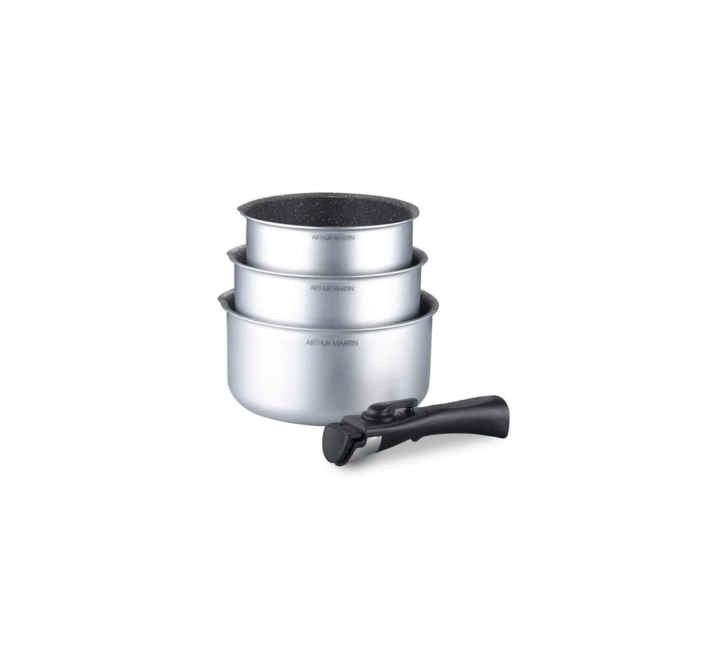 Set 3 Casseroles 16/18/20cm - Aluminium - Anti-Adhésif - Silver
