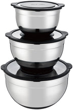 Set 3 Bols Mélangeurs 16/20/24cm - Acier Inoxydable - Noir