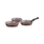 Set 3 Poêles 20/24/28cm - Aluminium - Revêtement Céramique - Prune