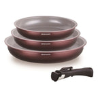 Set 3 Poêles 20/24/28cm - Aluminium - Revêtement Céramique - Prune