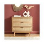 Amana - Commode 3 Tiroirs - Effet Chêne Et Cannage Rotin
