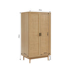 Amana - Armoire 2 Portes - Effet Chêne Et Cannage Rotin