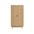 Amana - Armoire 2 Portes - Effet Chêne Et Cannage Rotin