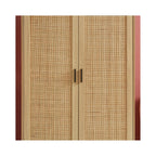 Amana - Armoire 2 Portes - Effet Chêne Et Cannage Rotin