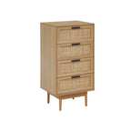 Amana - Chiffonnier 4 Tiroirs - Effet Chêne Et Cannage Rotin