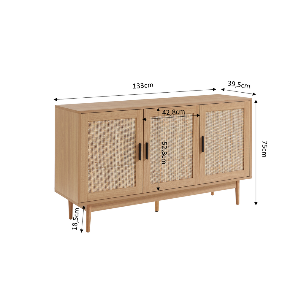 Amana - Buffet - Effet Chêne Et Cannage Rotin