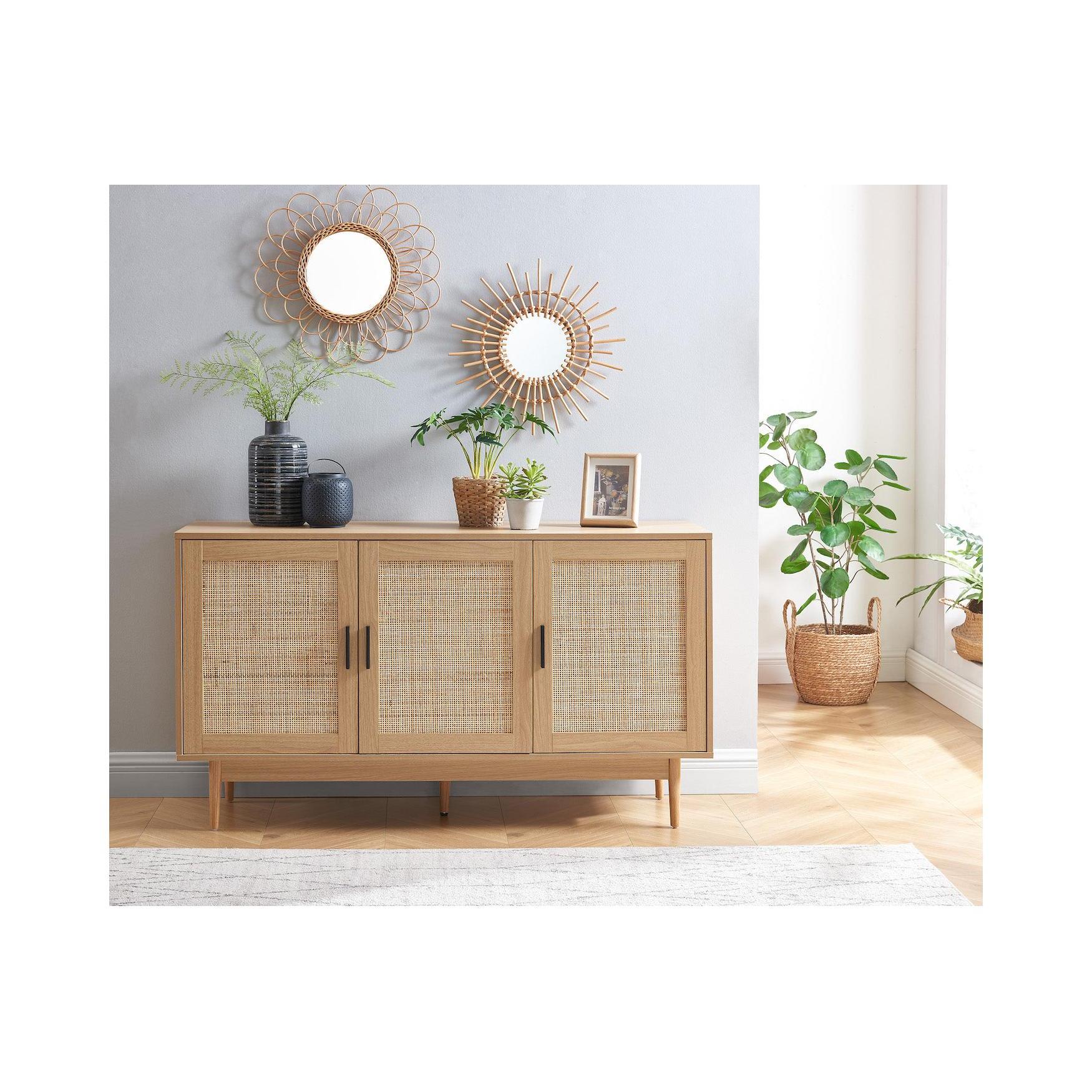 Amana - Buffet - Effet Chêne Et Cannage Rotin
